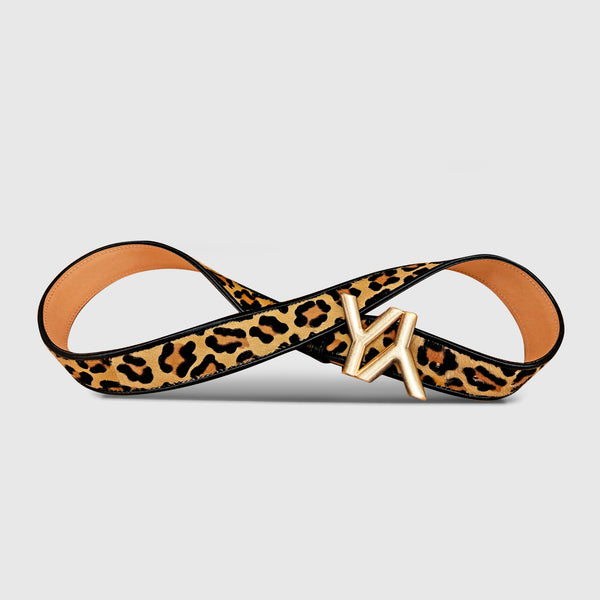Monogram Buckle with belt calf hair leopard