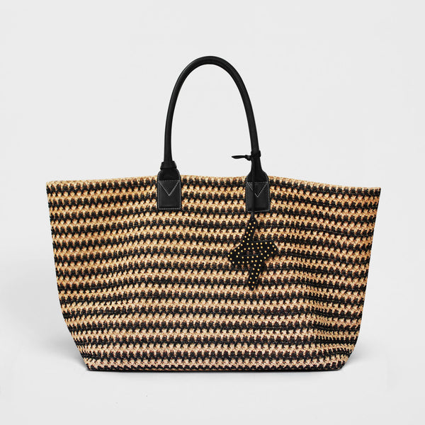 Bianca 60 tote raphia crochet black/natural