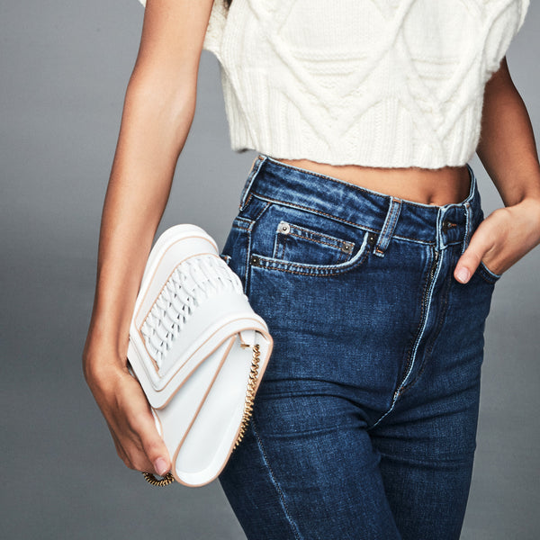 Mini Giovanna Braided Clutch White