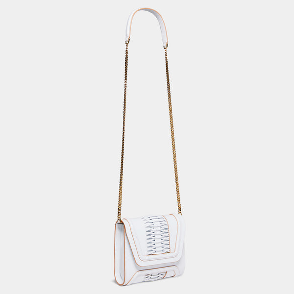 Mini Giovanna Braided Clutch White