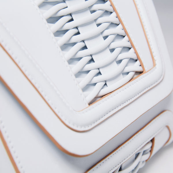 Mini Giovanna Braided Clutch White