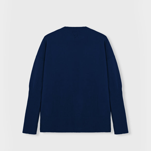 Boxy Sweater with YY Logo Navy