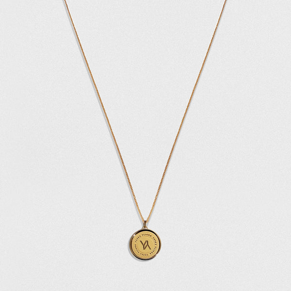 Cable Long Necklace with Small Coin Gold
