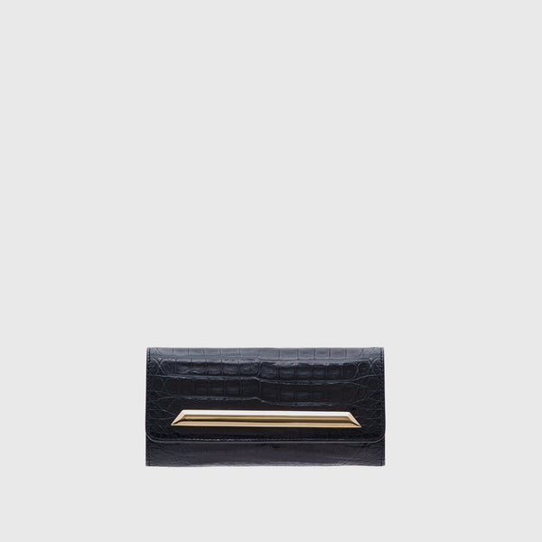 Mini Mila black croc clutch