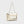 YLIANA YEPEZ Minaudiere. Rectangular clutch with gold frame and beige interior on a white background