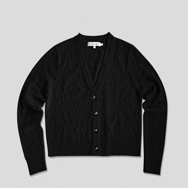 Cardigan Sweater Cashmere YY Logomania Black