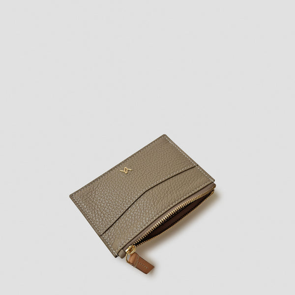 Zipped Card Case Taupe