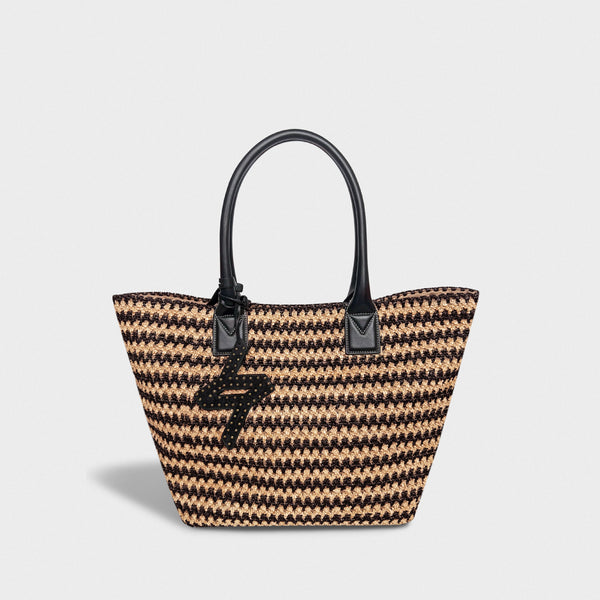 Bianca 45 tote raphia crochet black/natural