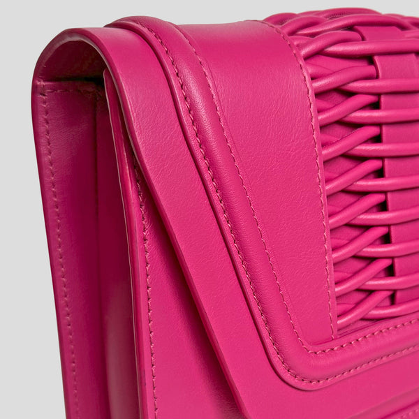 Mini Giovanna Braided Clutch Fuchsia