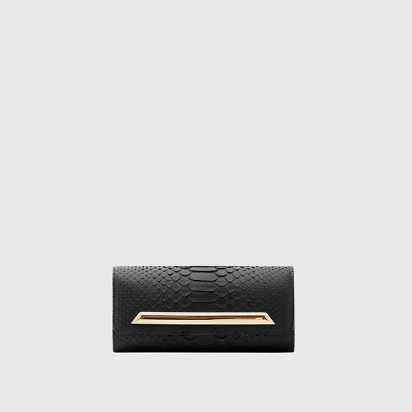 Mini Mila black python clutch