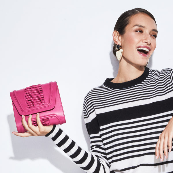 Mini Giovanna Braided Clutch Fuchsia