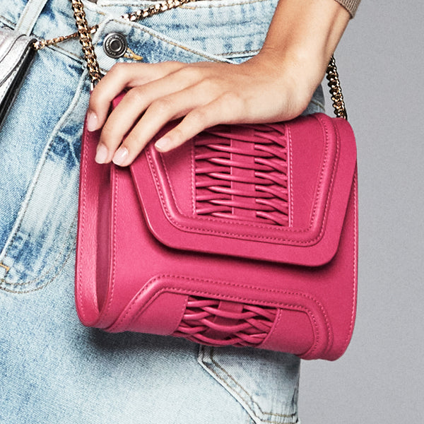 Mini Giovanna Braided Clutch Fuchsia