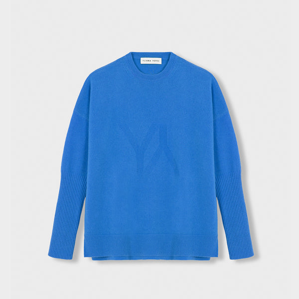 Boxy Sweater with YY Logo Cobalt