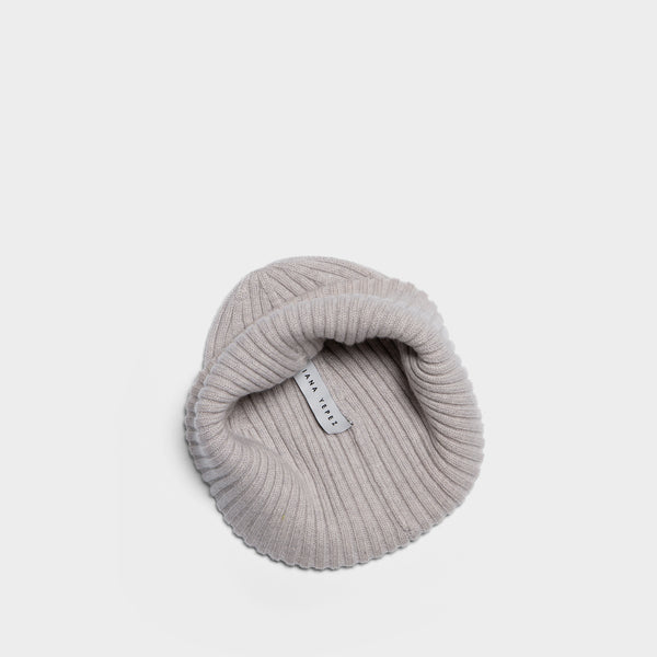 Beanie Cashmere with YY Logo Light Grey