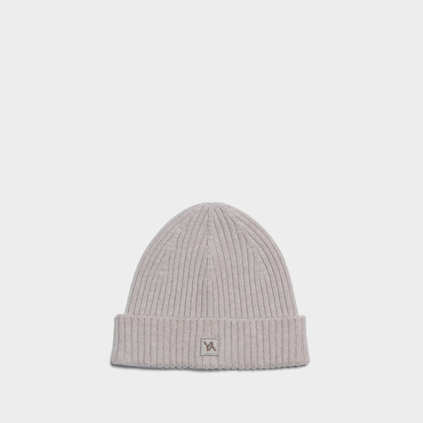 Beanie Cashmere with YY Logo Light Grey