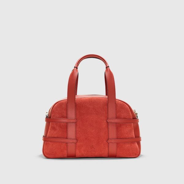 Bolso YLIANA YEPEZ Francesca satchel mediano trenzado de suede burnt orange