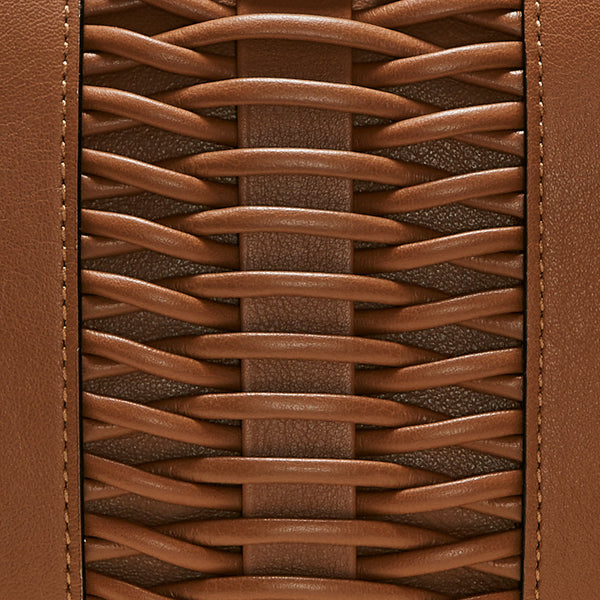 Bolso YLIANA YEPEZ Mini Giovanna clutch trenzado camel