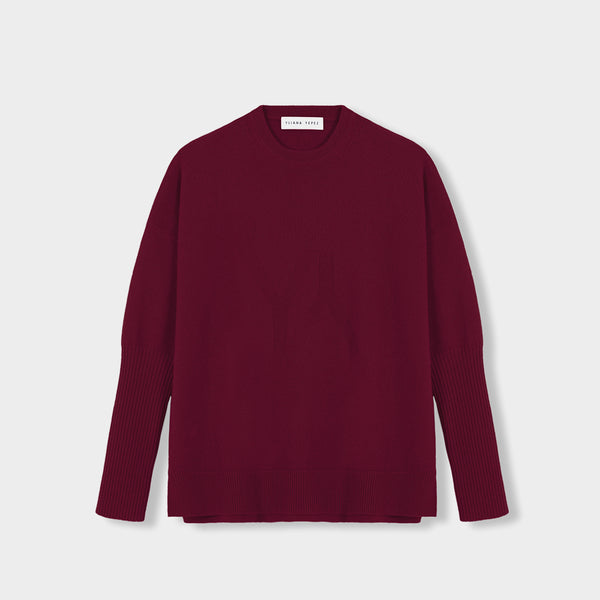 Boxy sweater with YY Logo Bordeaux