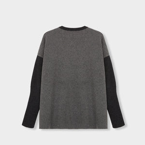 Boxy Sweater with YY Logo Dark Grey