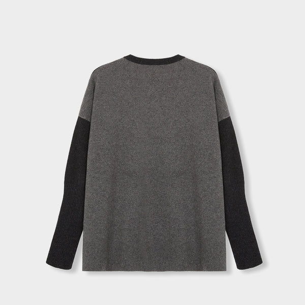 Boxy Sweater with YY Logo Dark Grey
