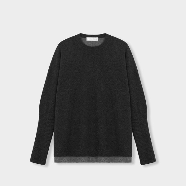 Boxy Sweater with YY Logo Dark Grey