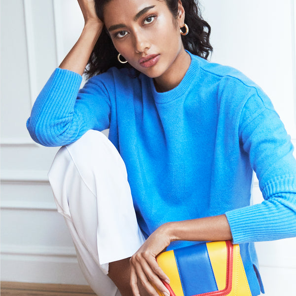 Boxy Sweater with YY Logo Cobalt