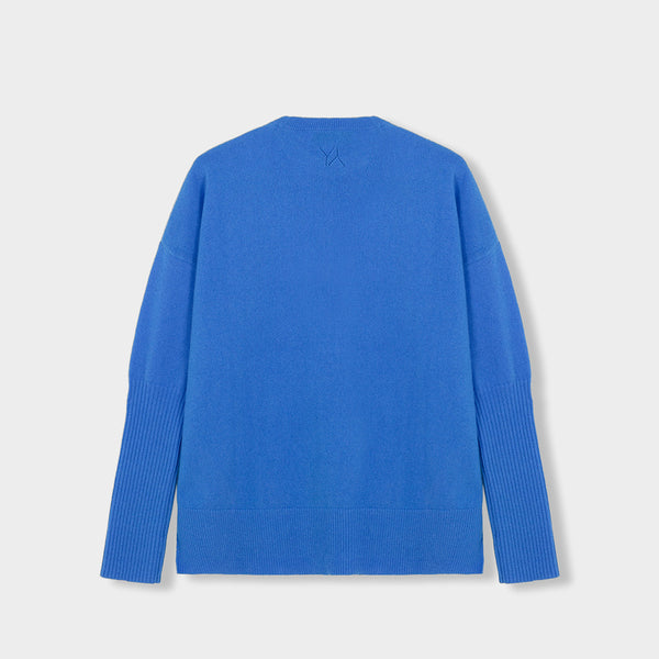 Boxy Sweater with YY Logo Cobalt