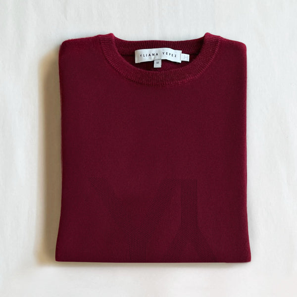Boxy sweater with YY Logo Bordeaux