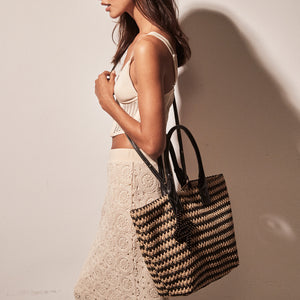 Bianca 45 tote raphia crochet black/natural