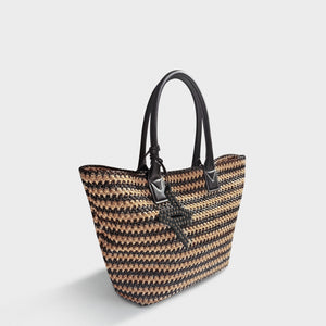 Bianca 45 tote raphia crochet black/natural