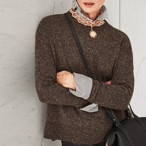 Boxy Sweater Cashmere Confetti Brown