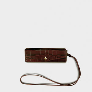 Glasses Case w. Strap Croc Brick
