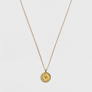 Cable long necklace with small coin light gold
