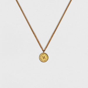 Cable long necklace with small coin light gold