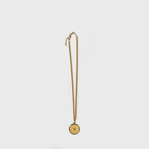 Cable long necklace with small coin light gold