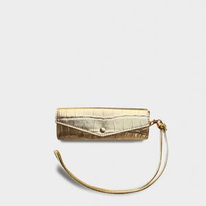 Glasses Case w. Strap Croc Gold