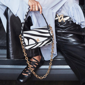 Lulu Calf Hair Hobo Zebra