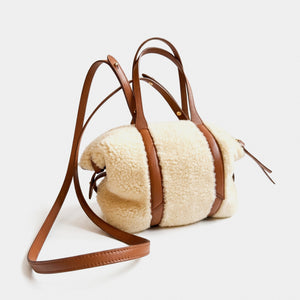 Mini Carmen Satchel Shearling Natural