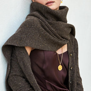 Neck Warmer with Scarf Brown
