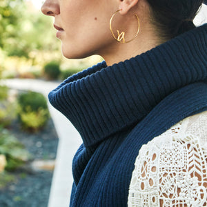 Neck Warmer with Scarf Cashmere Navy