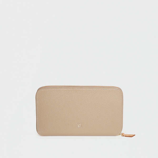 Travel document wallet taupe