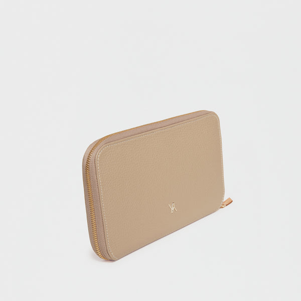 Travel document wallet taupe