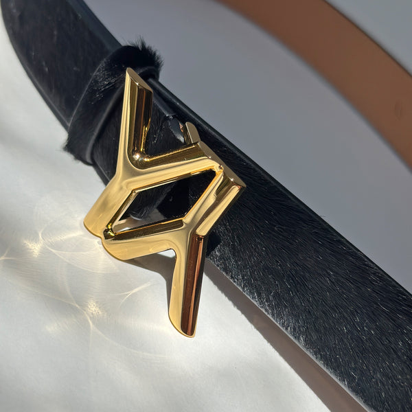 Mini Icon Belt Calf Hair Black