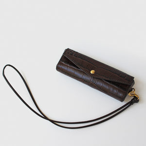 Glasses Case w. Strap Croc Chocolate