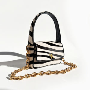 Lulu Calf Hair Hobo Zebra
