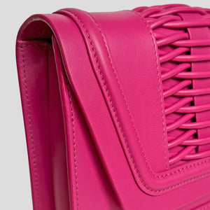 Mini Giovanna Braided Clutch Fuchsia