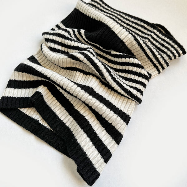 Neck Warmer Aspen Striped Cashmere Black/White