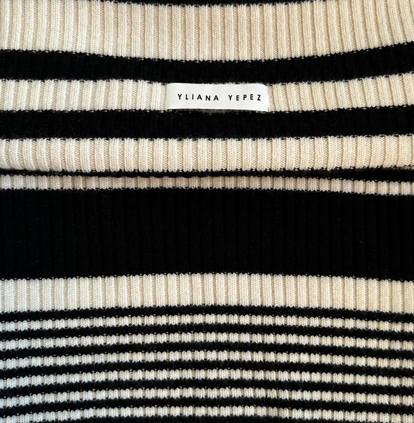 Neck Warmer Aspen Striped Cashmere Black/White