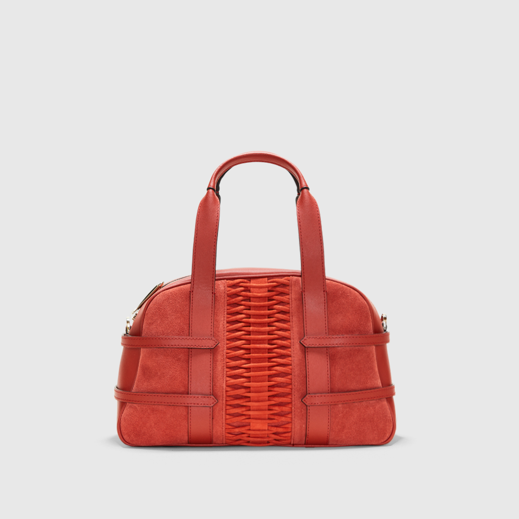 Zara Laser Cut Leather Crossbody Bag in Red — UFO No More