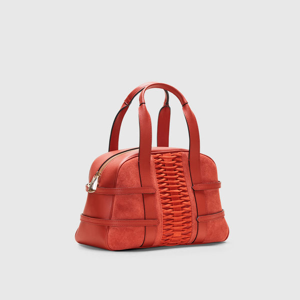 YLIANA YEPEZ handbags medium francesca satchel braided leather suede orange burn
